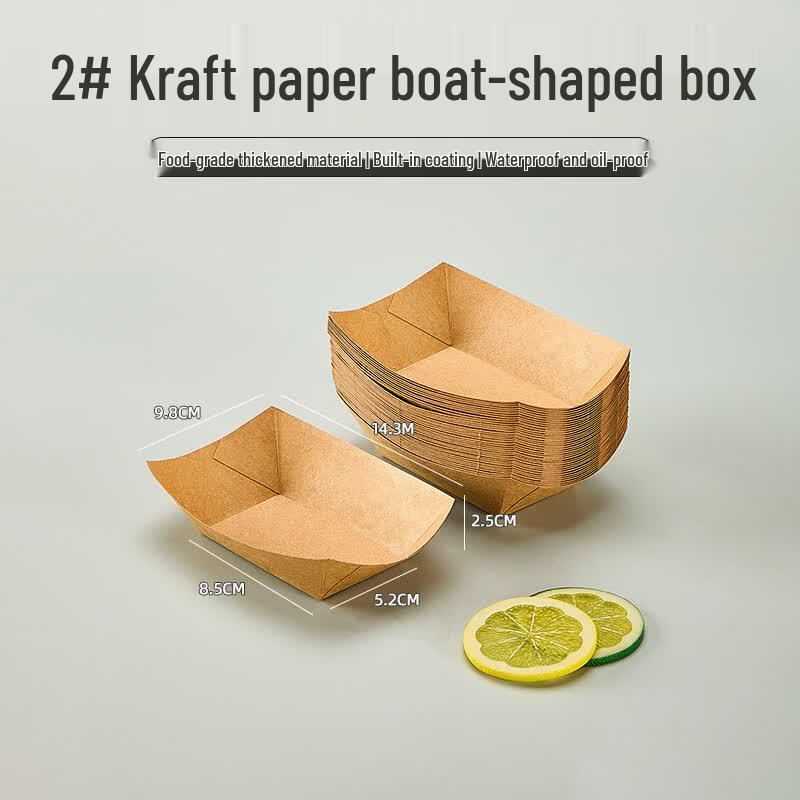 Heavy-Duty Laminated Kraft Paper Food Boat Boxes