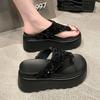 Fashion New 8 Cm Waterproof Platform Bling Designer Brand Flip-flops Women Summer Sexy Clip Toe Platform Sandals Comfortable Beach Shoes