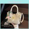Horse Pendant Pu Water Bucket Bag For Women With Lock Closure And Cotton Lining For Daily Use