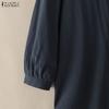 ZANZEA Blouse décontractée pour femme à col montant, ample, manches 3/4, en coton