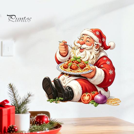 Decorative Window Film Santa Claus Wall Sticker, Waterproof PVC Decal, Removable Creative Xmas Gifts for Friends Festive Art Glass Windows And