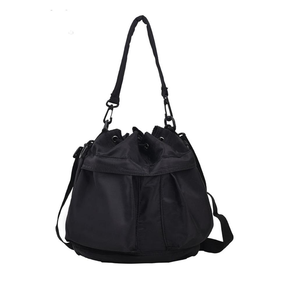 Casual Women Drawstring Bag Portable Solid Color Shoulder Bag Phone Crossbody Purse  Daily Use