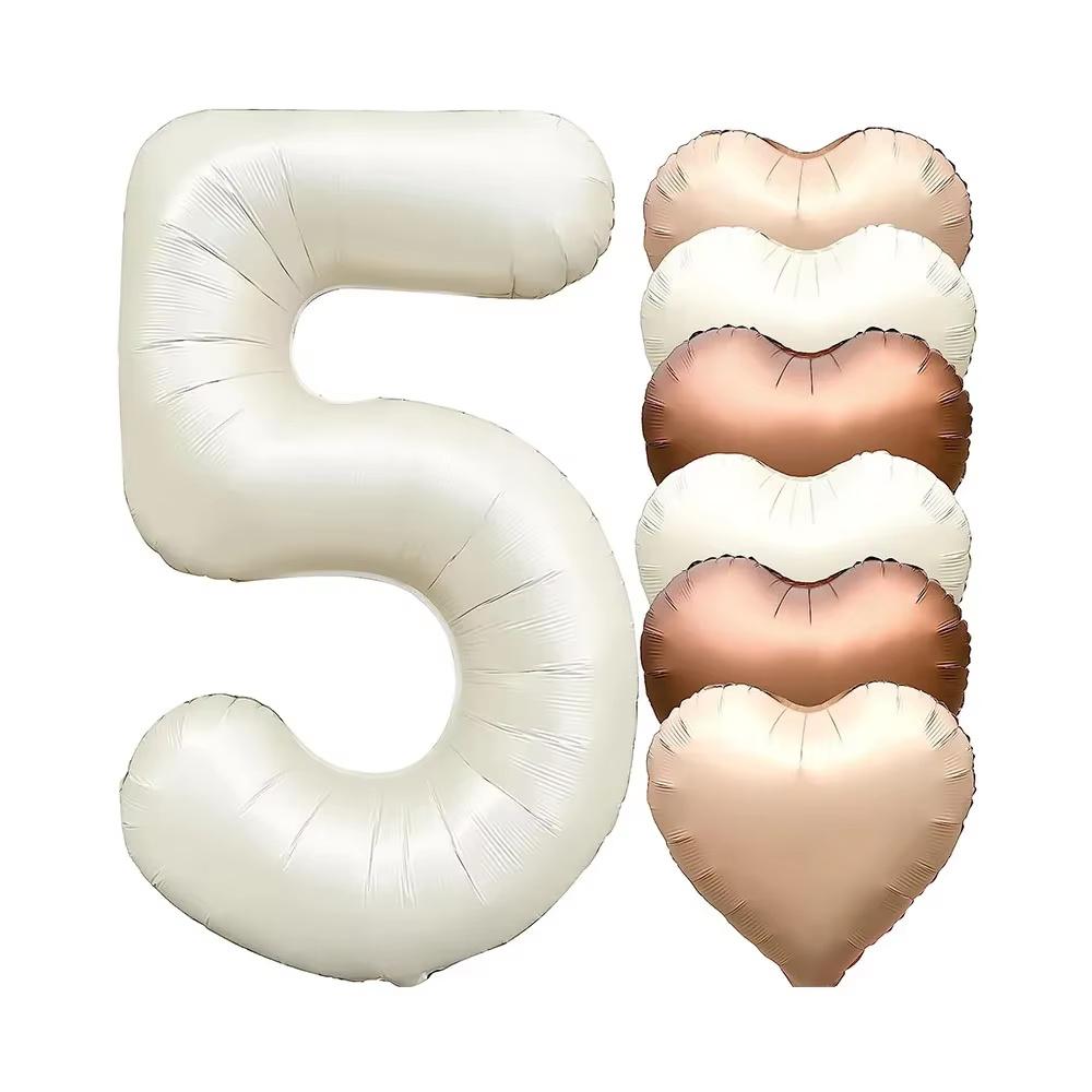 7pcs 32inch Number Balloons Set Helium Balloon with Big Heart Balloons for Girl and Boy 9th Year Old Birthday Party Decorations