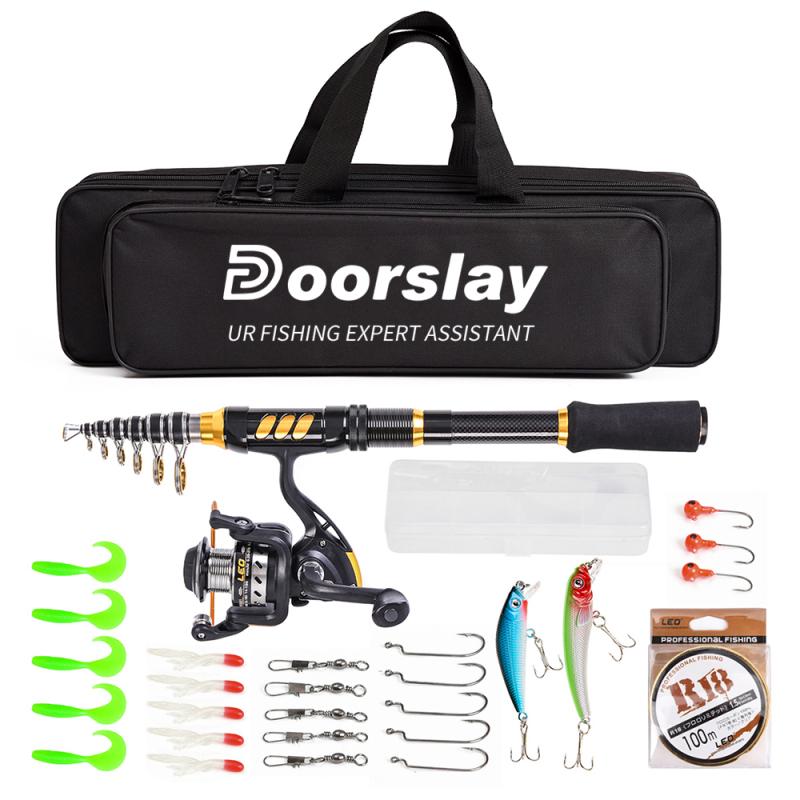 Telescopic Fishing Rod and Reel Combo Full Kit Spinning Fishing Reel Gear Organizer Pole Set with 100M Fishing Line Lures Hooks