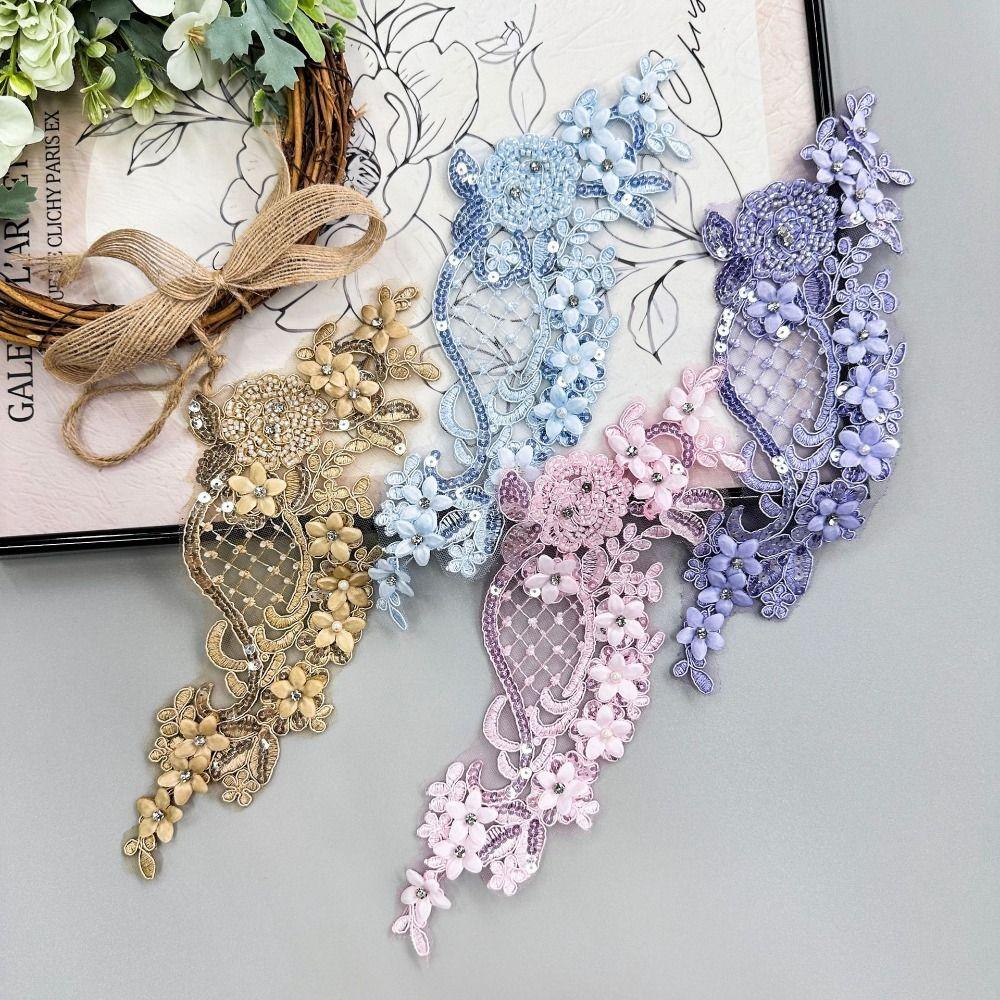Fabric Dress Accessories Crystal Beads Sewing Decals Fashion Embroidery Decals  Clothing Decoration