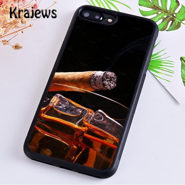 Krajews Cigar Whiskey Ice Drink Phone Case Cover For iPhone 17 Air 16 15 14 plus 11 12 13 pro max Plus coque Fundas