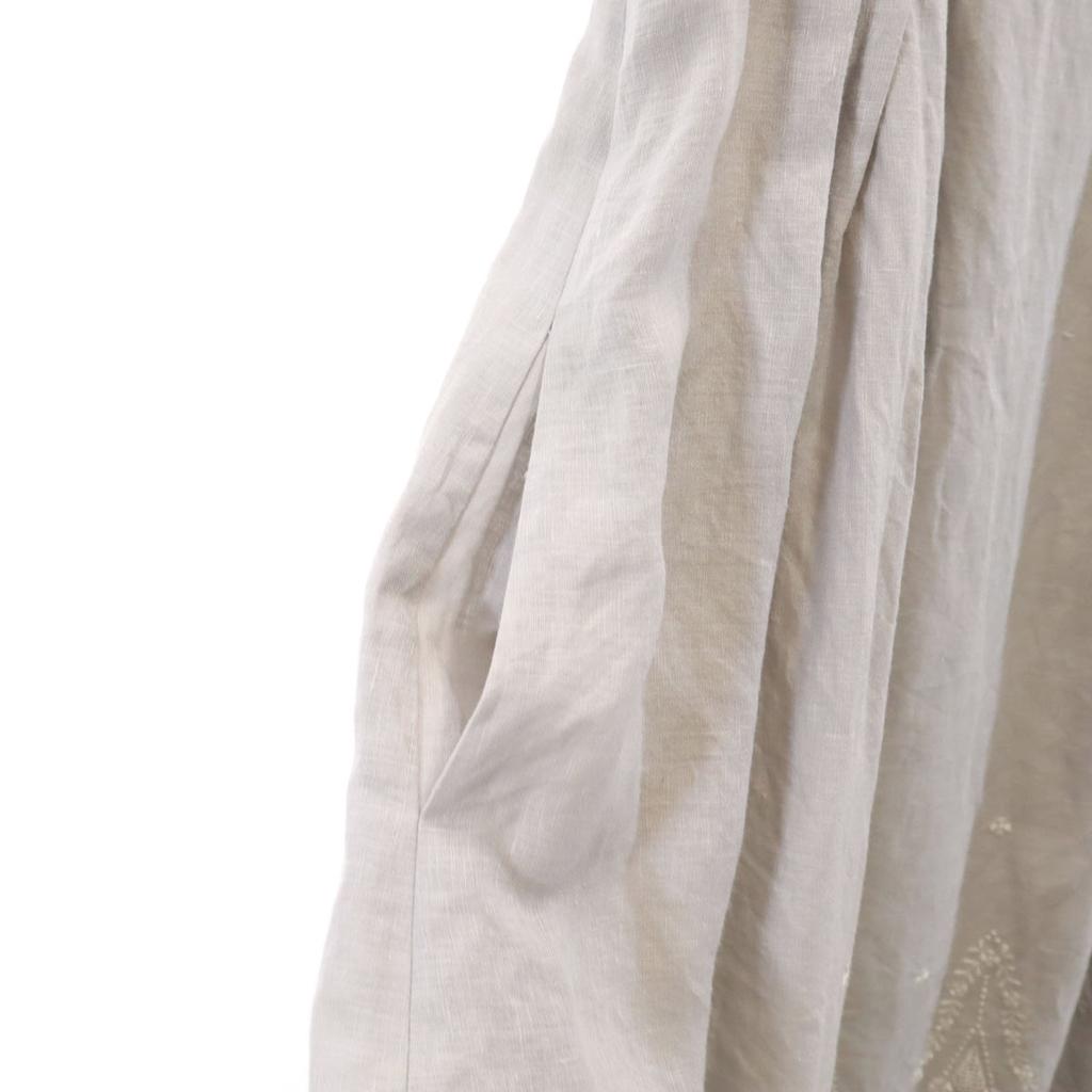 FOXEY Made In Japan Linen Cami One Piece 38 Gray Lace Embroidery Women Used