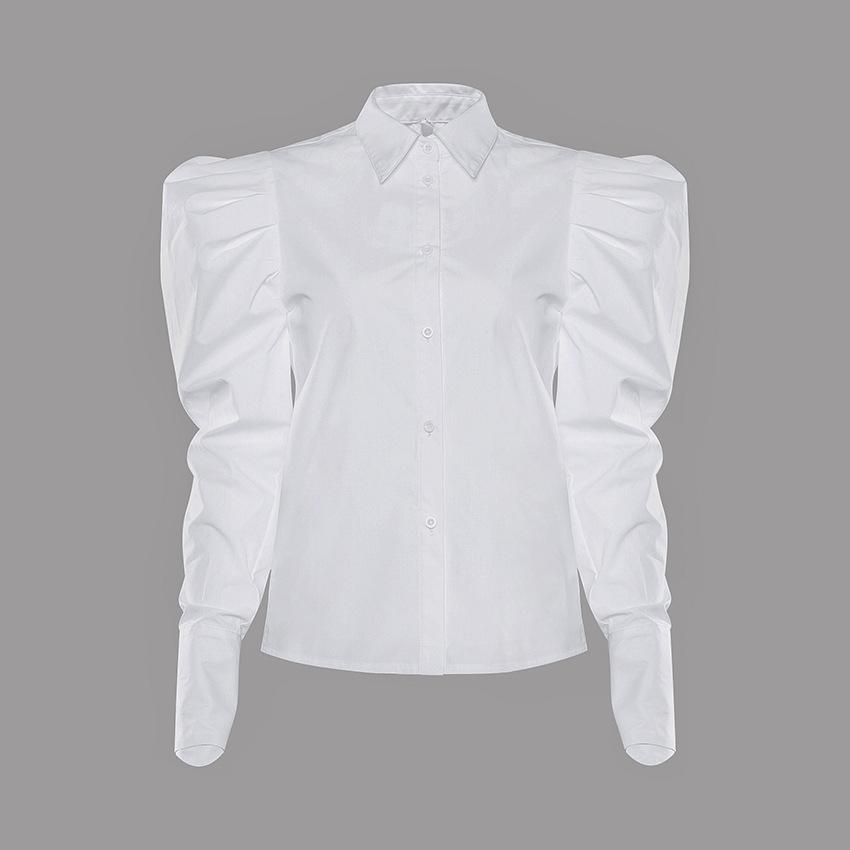 White Puff Sleeve Shirt Top Women New 