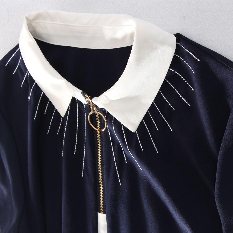 White Lapel Silk Cotton Dress