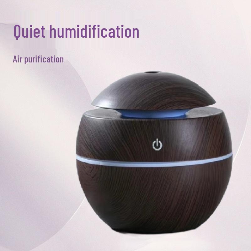 Wood Grain Ultrasonic Aroma Diffuser & USB Humidifier with Silent Lamp