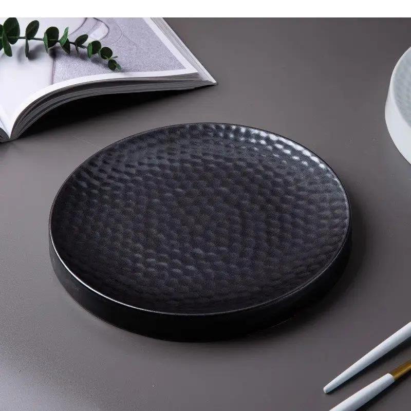 Ceramic Dinner Plate Restaurant Irregular Texture Flat Steak Dessert Plates Pasta Home Solid Color Tableware
