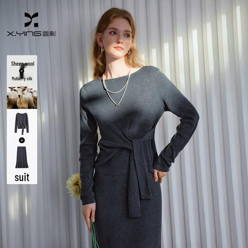 Xiangying Women s Wool Blend Knit Sweater and Skirt Set L
