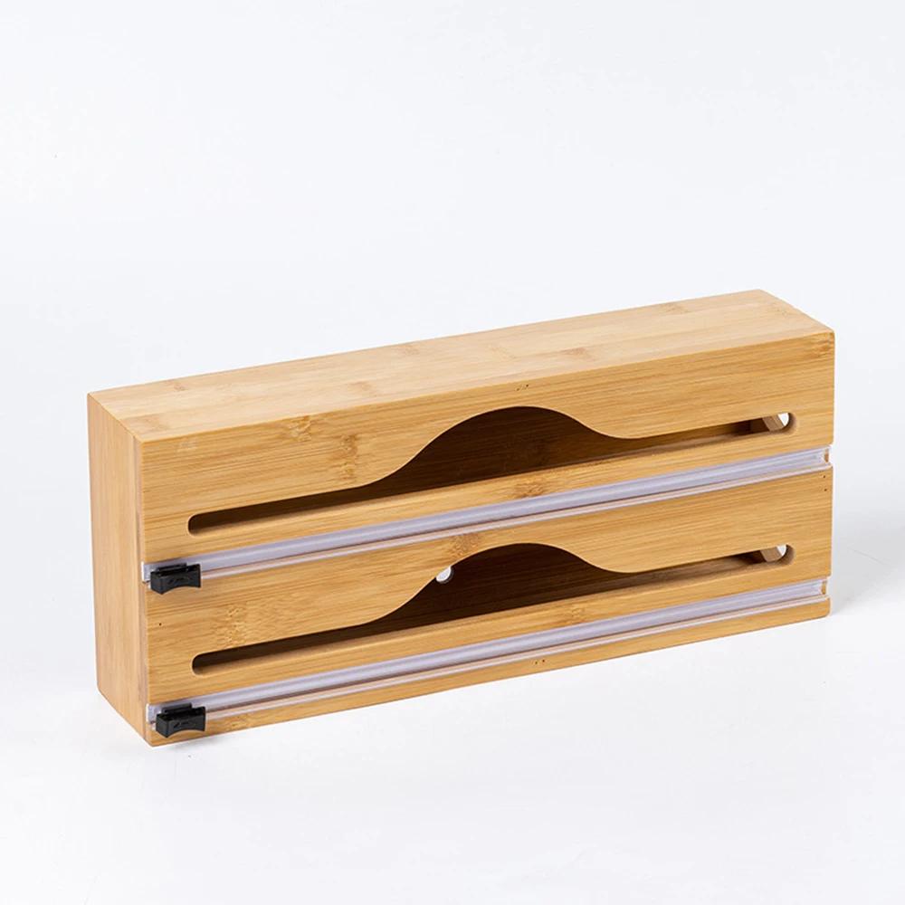 A wooden kitchen cling film dispenser, kitchen drawer aluminum foil and wax paper dispenser