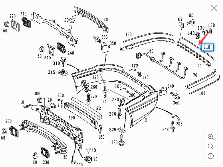 Electroplated Rear Bumper Center Trim for Mercedes-Benz S-Class W220 S350