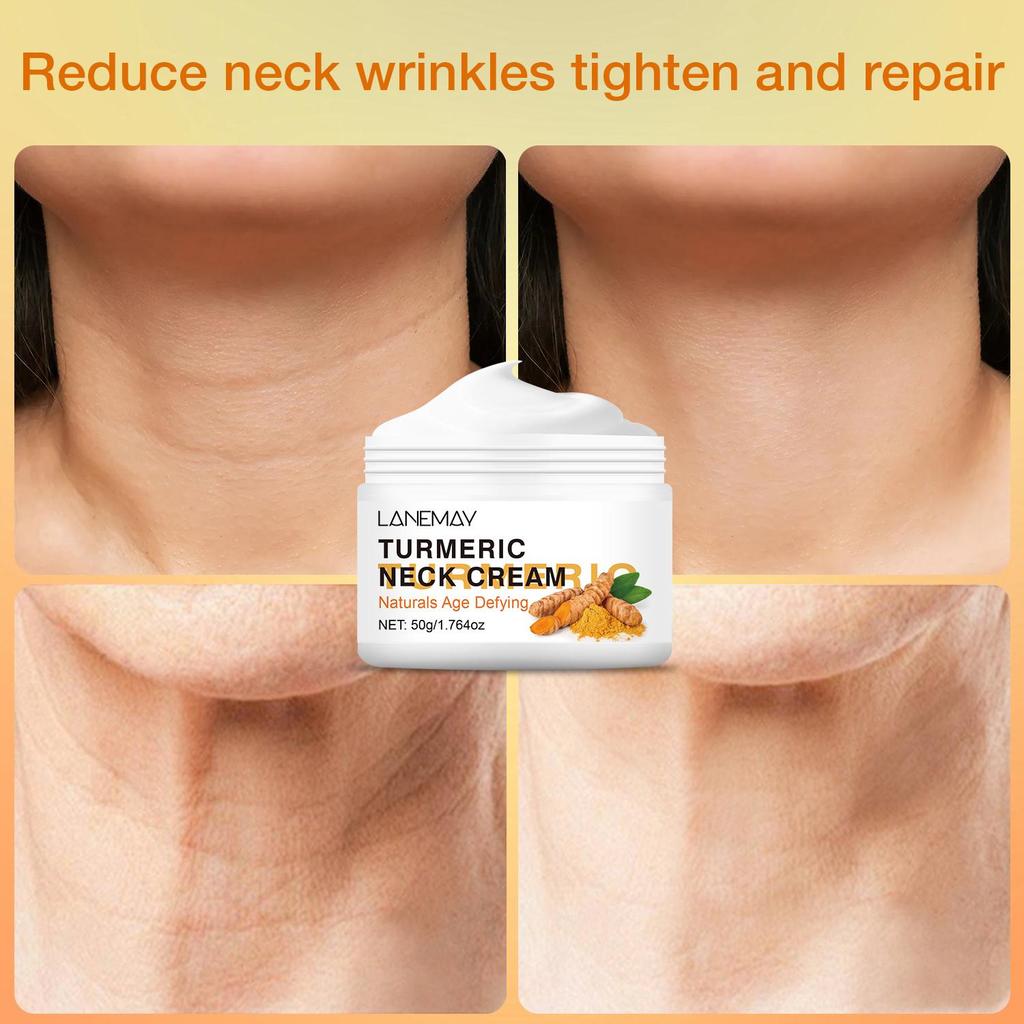 Turmeric Neck Cream-Long Lasting Nourishment Without Stickiness-Reduce Wrinkles And Brighten Neck-Suitable For All Skin Types, 50g