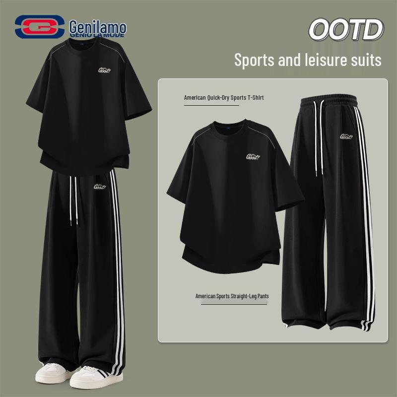 GENIOLAMODE Men s Summer Casual Sportswear Set XL