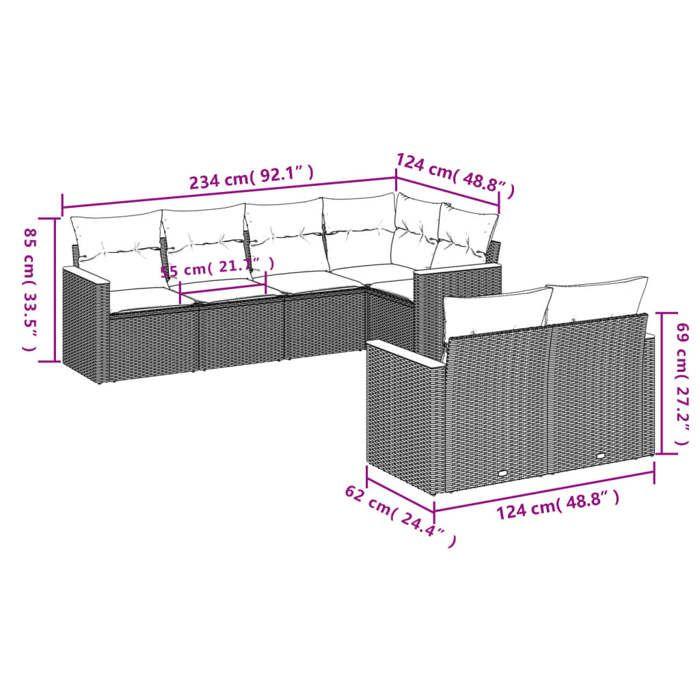 VidaXL Salon de Jardin avec Coussins 7 pcs, Canapés de Terrasse, Ensemble de Meubles de Patio, Mobilier d'Extérieur, Gris 3226144