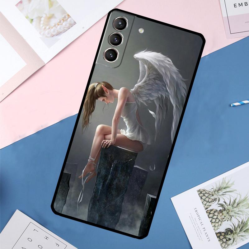 Fantasy Angel Girl Wings Funda For Samsung Galaxy S24 S23 S22 Ultra S20 S21 FE S8 S9 S10 Plus Note 10 20 Ultra Case