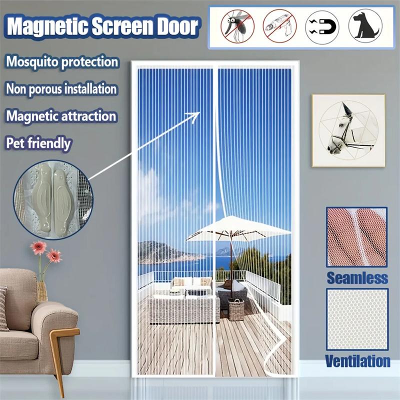 Magnetic Mosquito Door Curtain - Strong Magnet Design,Easy Install & Clean Breathable Polyester Mesh for Home Bedroom Kitchen