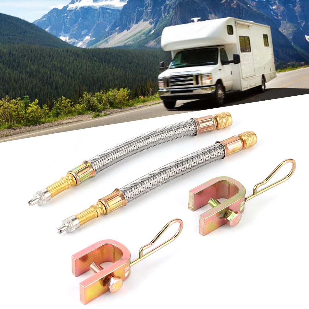 2Pcs Tire Valve Stem Extension Adaptor Stainless Steel Braided Hose Car Universal 150mm