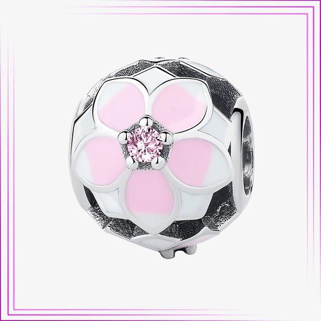 925 Sterling Sølv Hjerte Blomst Luftballong Flamingo Rosa Sjarm Plata De Ley Bil Katt Perle DIY For Originalt Armbånd Smykker