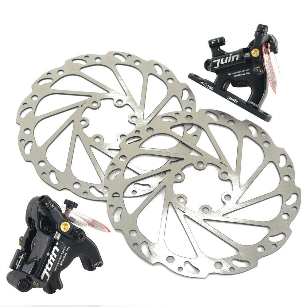 JUIN TECH F1 Hydraulic Flat Mount Road CX Disc Brake Set 160mm with JT1909 Rotor,Black,