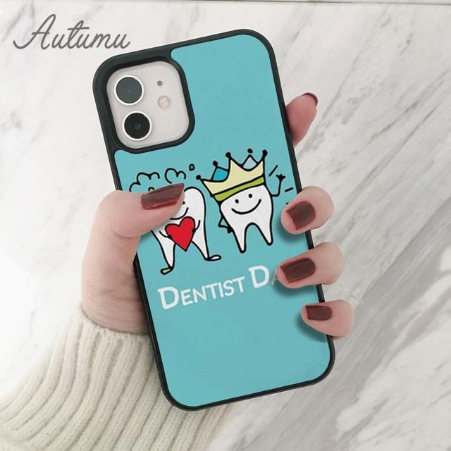 Dentist Dental Crowned Tooth Nurse Phone Case for iPhone 11 12 13 14 Pro Max Mini XR XS SE 2020 6 7 8 Plus Galaxy S21 S22 Cover