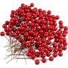 500/50pcs Mini Artificial Red Berries DIY Floral Wreath Ornament Fake Berry Cherry Stamen Christmas New Year Party Home Decor