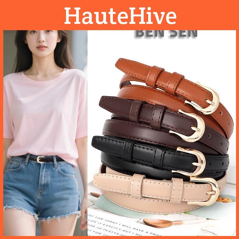 Fine Womens Pu Leather Belt With Metal Pin Buckle For Casual Outfits Commuting
