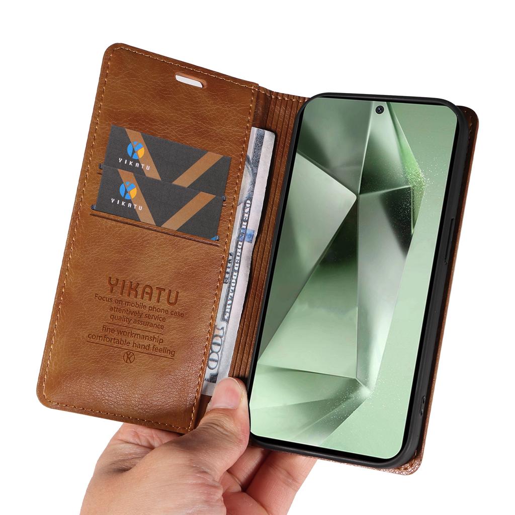 For Samsung Galaxy S24 FE Case Litchi Texture Leather Wallet Flip Phone Cover