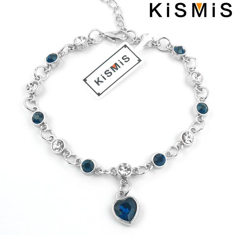 1 шт. Женский Простой Креативный Синий Хрусталь Циркон Цепочка Браслет Персиковое Сердце Подарок на День Святого Валентина Годовщину