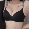 Sparkly Rhinestone Strap Seamless Push Up Bra Set, Small Bust Soft Support Back Smoothing High Stretch Women's Bra