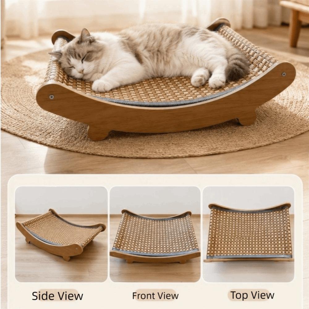 Arc Shaped Cat Rocking Chair Wear-Resistant Cat Sleeping Bed Cat Scratching Pads Playing