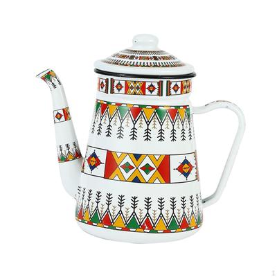 Enamel Coffee Pot Floral Water Boiler with Handle Tea Kettle for Induction Cooker