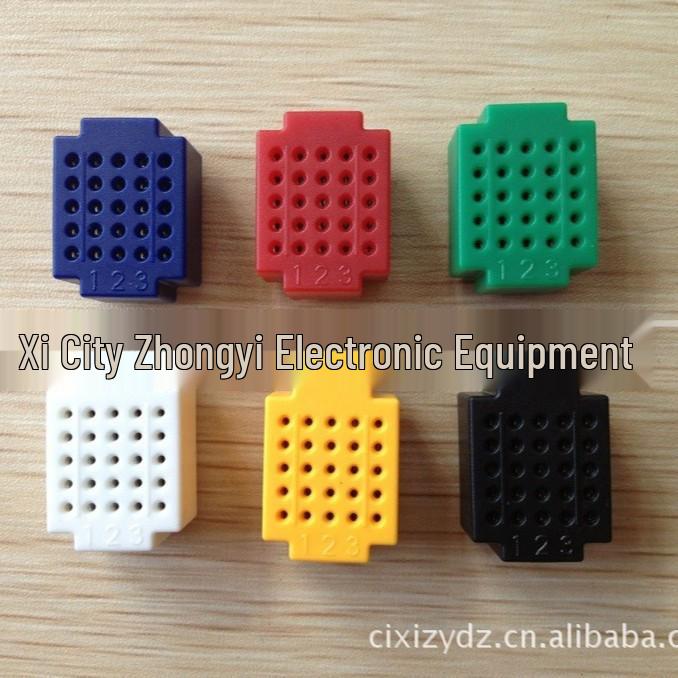 25-Hole Mini Breadboard In 7 Colors - ZY-25 Solderless Test Board, Customizable DIY Building Blocks