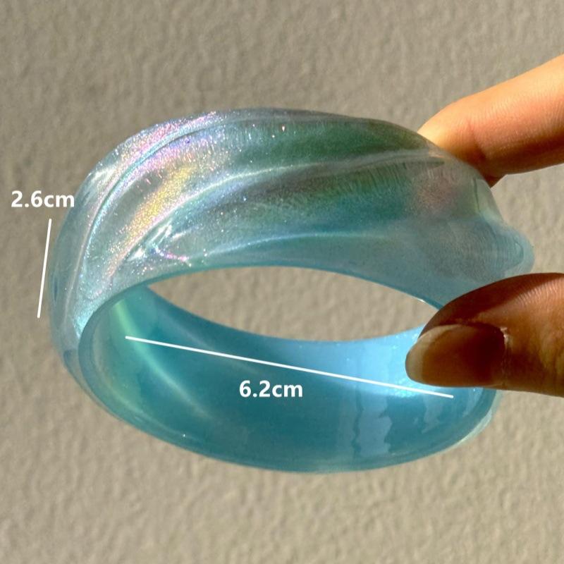 Shiny Blue Resin Bangles Jewelry Geometric Acrylic Hyperbole Vintage Fashion Bracelets for Women Round Pulseras Mujer