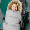 Winter gray fur swaddle sleeping bag for stroller, gondola, sled + cover