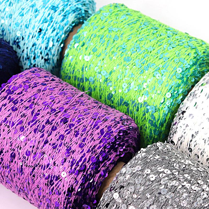 50g/Ball Ice Silk Yarn Knitted Cotton Yarn Doll Knitting Sequin Yarn
