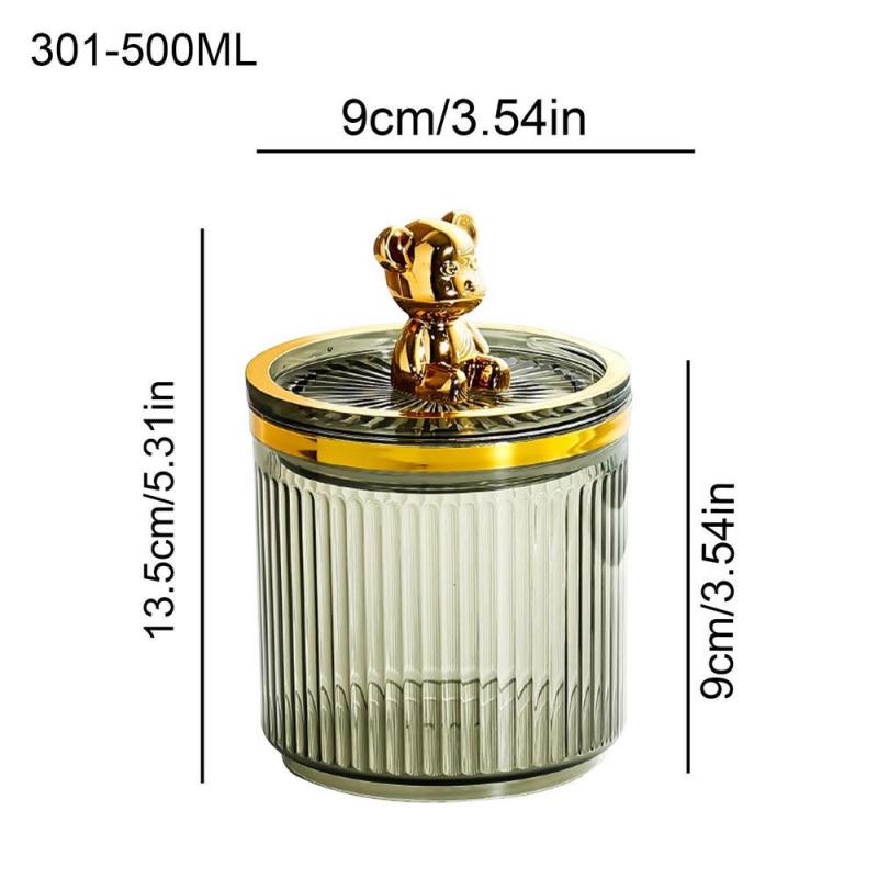 Luxury Bear Cotton Pad Organizer Bathroom Storage Box For Cotton Swabs Toothpick Cosmetics Jewelry Makeup Remover Pad Container