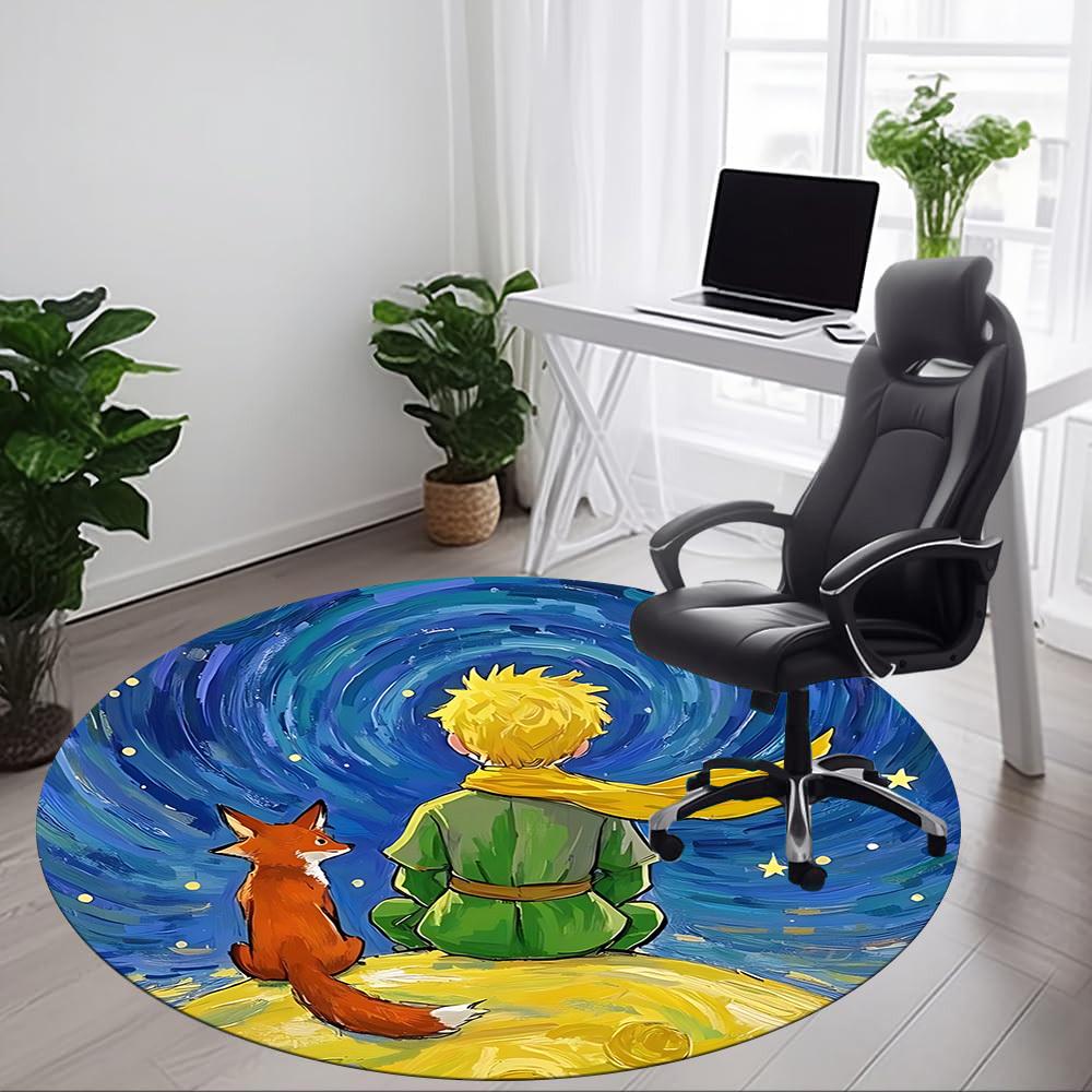 1pc Little Prince Office Round Area Rug, Under Office Chairs Bedroom Living Room Home Decor, Available in Various Sizes