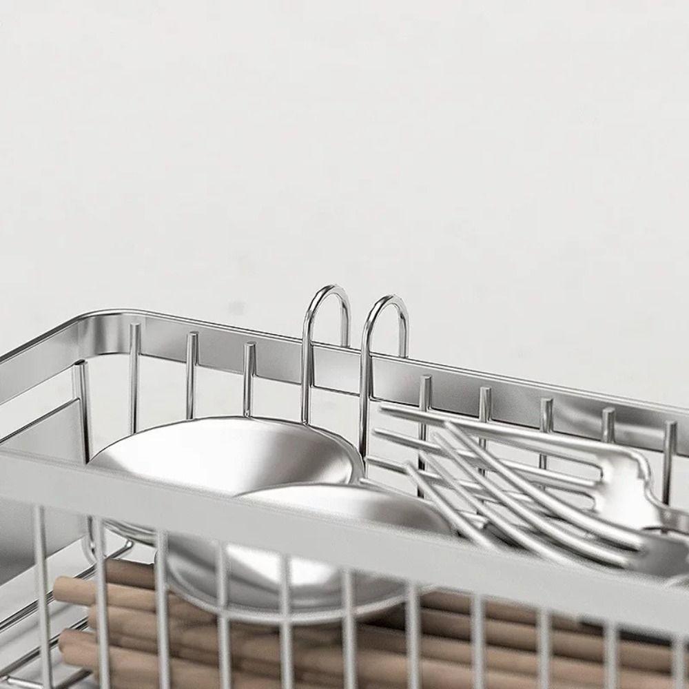 Rust Proof Hanging Cutlery Holder Silver Cutlery Drainer Rack Chopstick