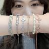 Pulsera coreana ajustable de flor de rombo de circón - Joyería elegante y versátil para mujer