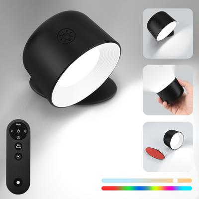 LED-Wandleuchte, 3 Helligkeitsstufen, 3 Farbmodi, 2000-mAh-Akkubetrieb, 360° drehbar, Touch-Bedienung