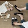 ~ British Patent Leather Versatile Mary Jane Shoes One-word Buckle Light Mouth Square Head Single Shoes Thick Heel Small Leather Shoes