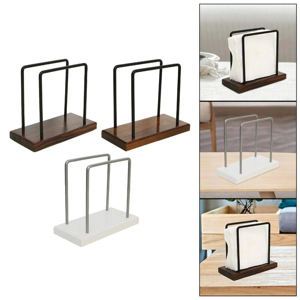 Standing Tissue Storage Rack Wooden Base Tissue Dispenser Stand Napkin Paper Holder Dining Room