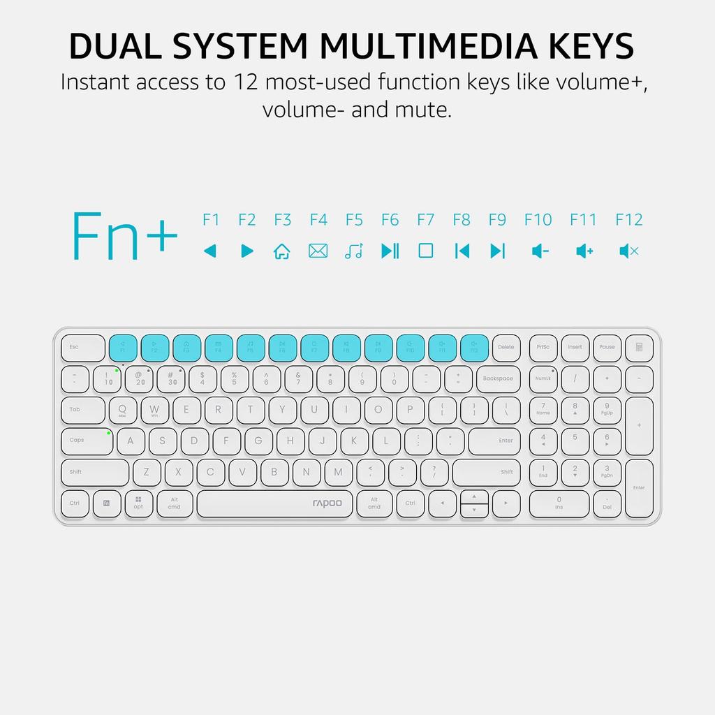 RAPOO 9360M Wireless Keyboard and Mouse Set, Blade Series E9310M Ultra-Slim 99-Key Keyboard and M300G Silent Mouse, Supports Four Devices