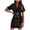 Women's Casual Fashion Waist-skimming Button Decorated Suit Short-sleeved Dress