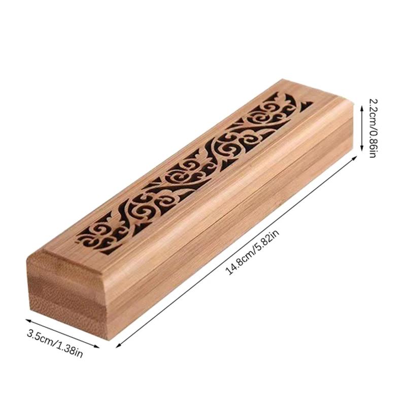 

1pc Natural Bamboo Incense Burner with Laying Plate - Aromatherapy Wooden Box for Incense Storage and Burning
