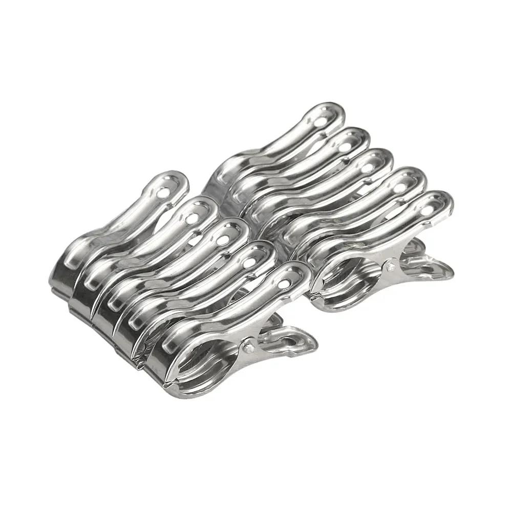 10PCS Stainless Steel Beach Towel Clips Keep Your Towel Secure Windproof Utility Clothespins for Outfit