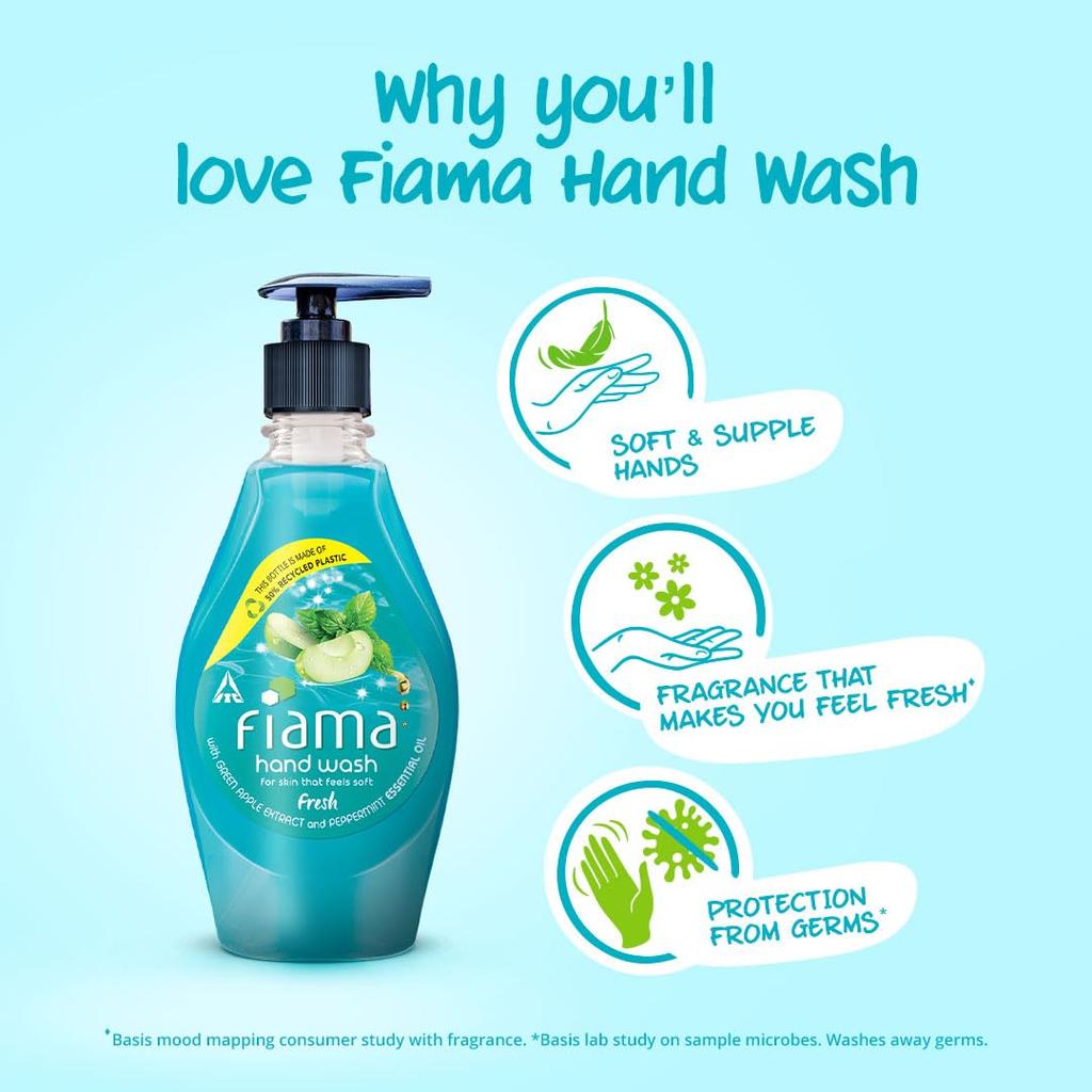 Fiama Fresh Handwash 400 ml Liquid Soap for Soft Supple Hands Germ Protection Mood Uplifting Fragrance
